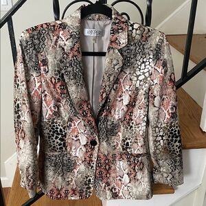 Kasper Women's Snake Print Blazer - Black, Gray, Brown